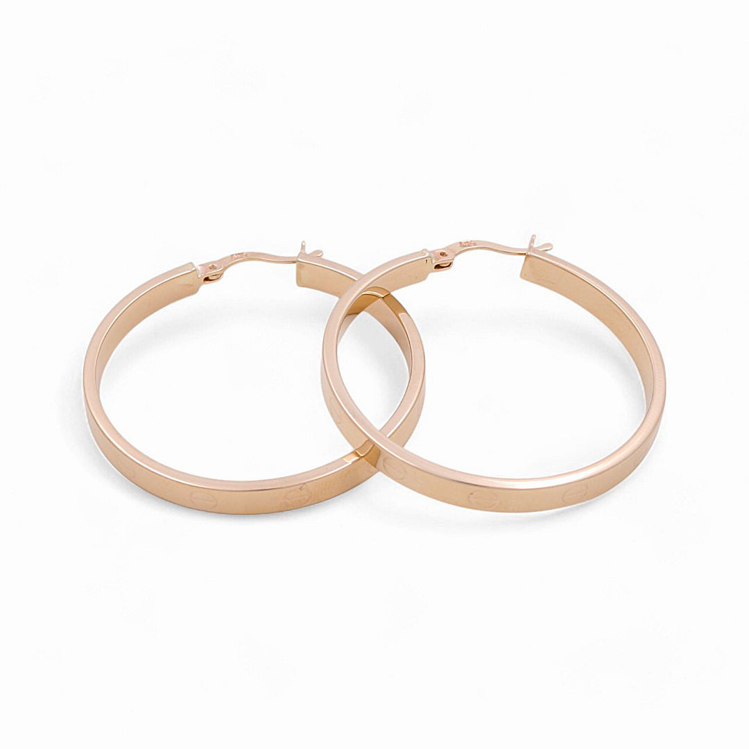 14K Yellow Gold Fashion CT Hoops Earrings / Size: 4mm X 35mm / Weight: 4.8 GR / KOEH4CT4x35