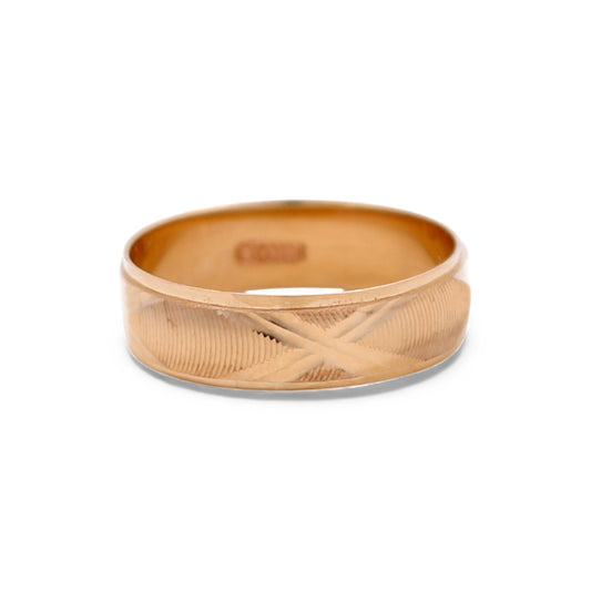 14K Yellow Gold Men’s Wedding Band with Design / Size: 10 / Weight: 4 GR / DEEMWB4DS-6
