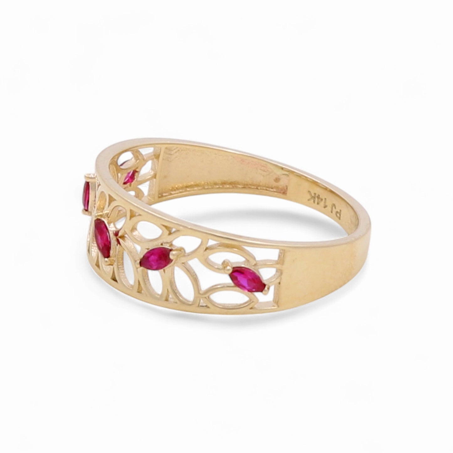 14K Yellow Gold Fashion Women's Ring with Pink Cz / Size: 7 / Weight: 1.5 GR / CPWR4FS-23