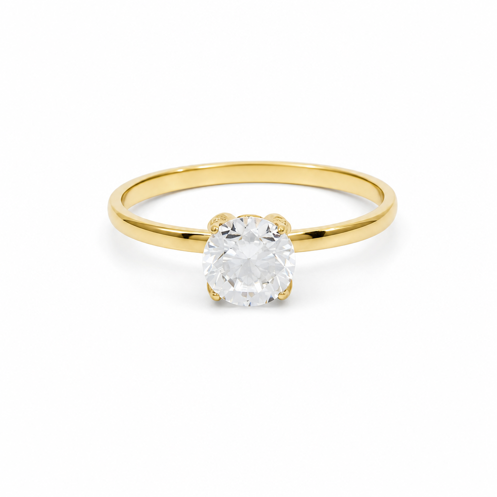 14K Yellow Gold Women's Engagement Ring / Stone: Cz / Size: 9 / Weight: 1.8 GR / DQWR4ER-2
