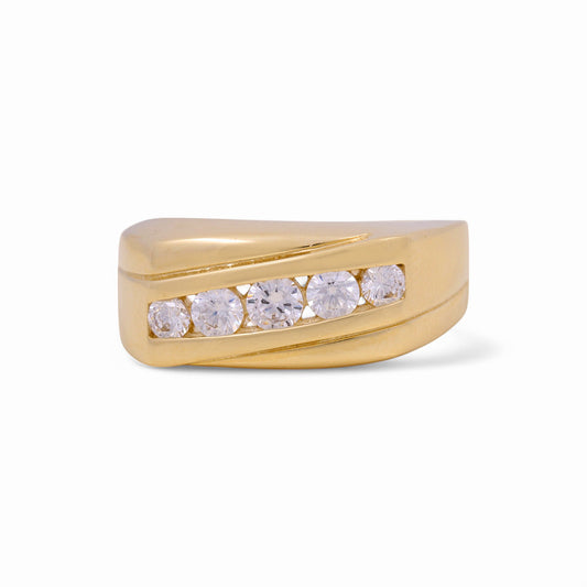 14K Yellow Fashion Men's Ring with CZ / Size: 10 / Weight: 7.1 GR / KEEMR4FS