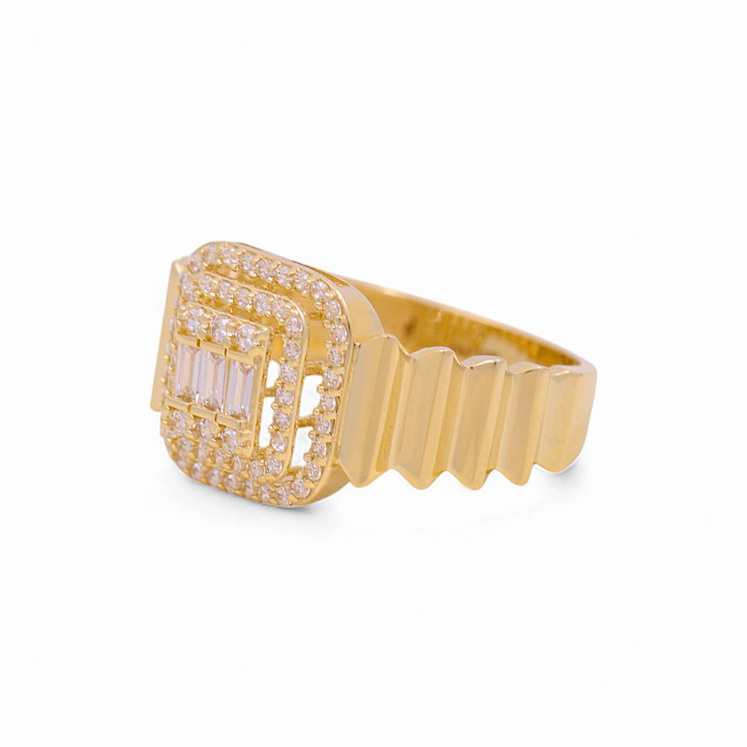 10K Yellow Gold Fashion Women's Ring with White Cz / Size: 7 / Weight: 2.8 GR / P53R-56