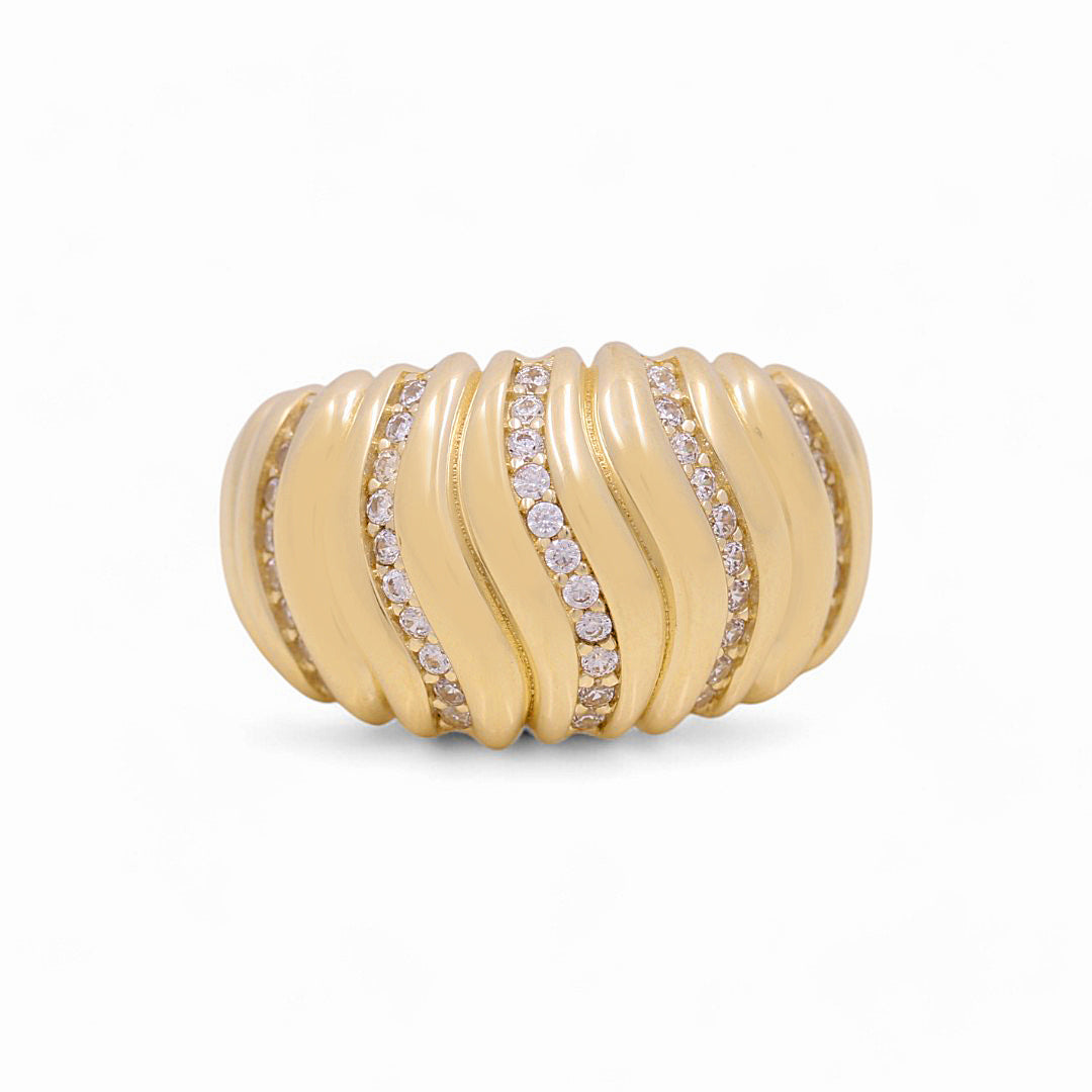 10K Yellow Gold Women's Fashion Ring with Cz / Size: 7 / Weight: 3.1 GR / Y23-157