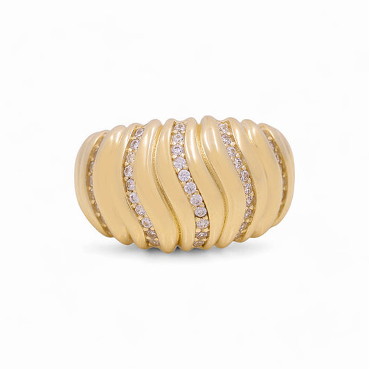 10K Yellow Gold Women's Fashion Ring with Cz / Size: 7 / Weight: 3.1 GR / Y23-157