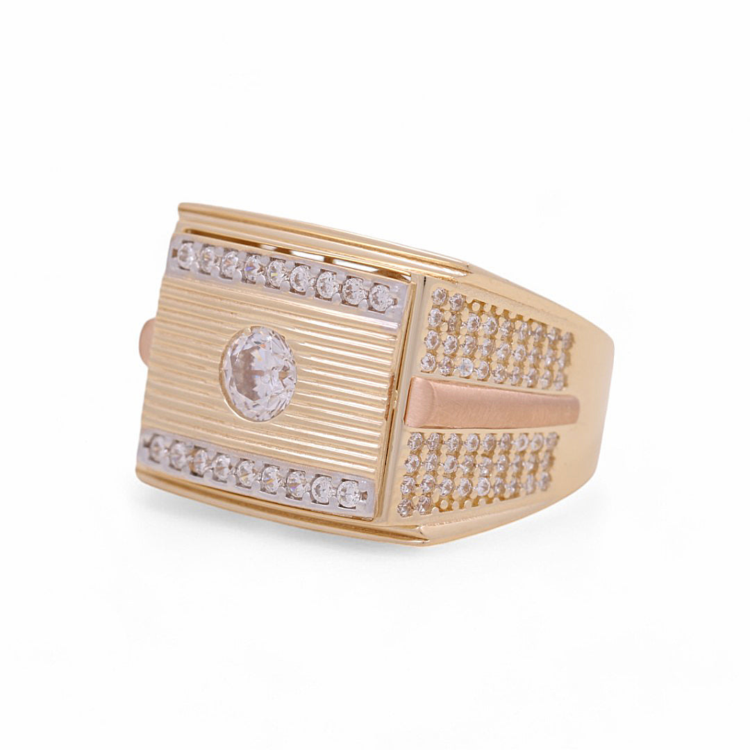14K Yellow and Rose Gold Men’s Fashion Ring / CZ / Size 9.5 / Weight: 11.0 GR / COMR4FS-51