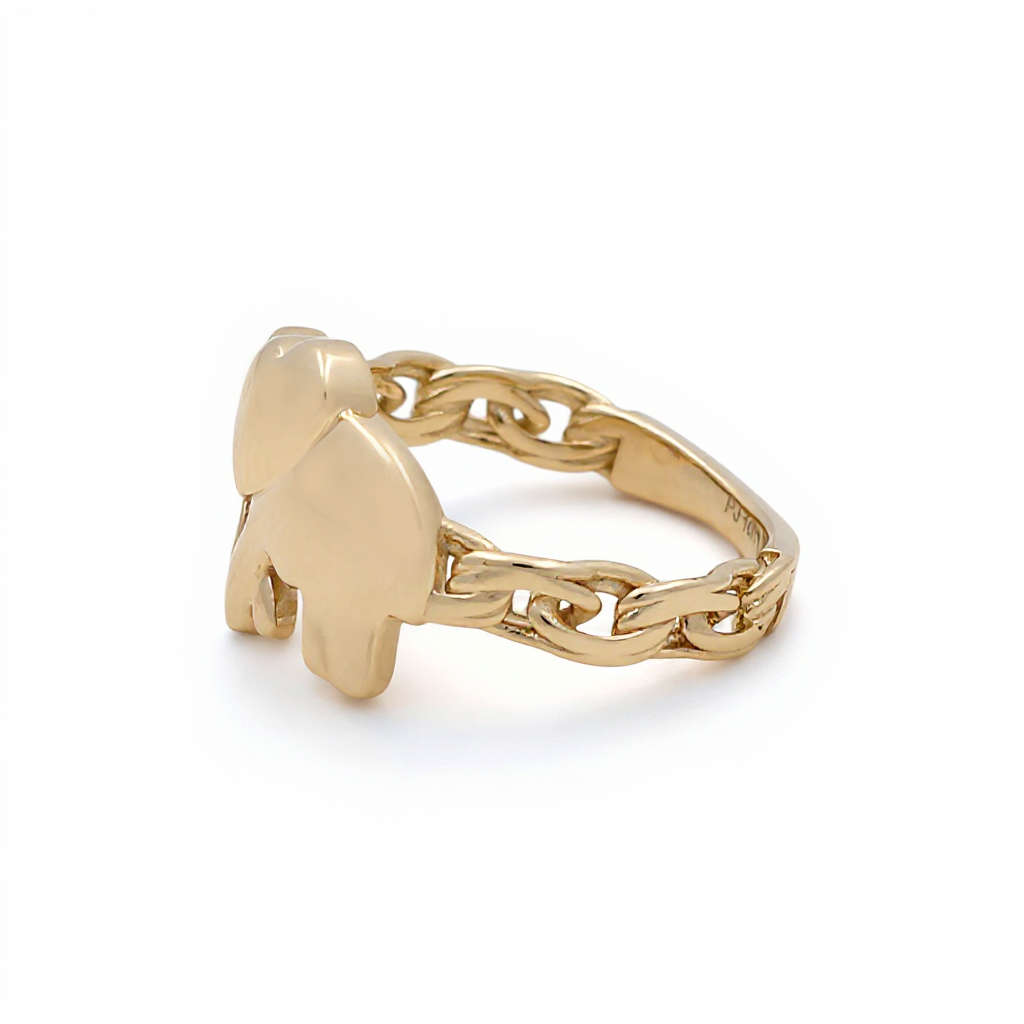10K Yellow Gold Elephant Women's Ring with Pink CZ / Size: 8.5 / Weight: 2.7 GR / CQWR0EP