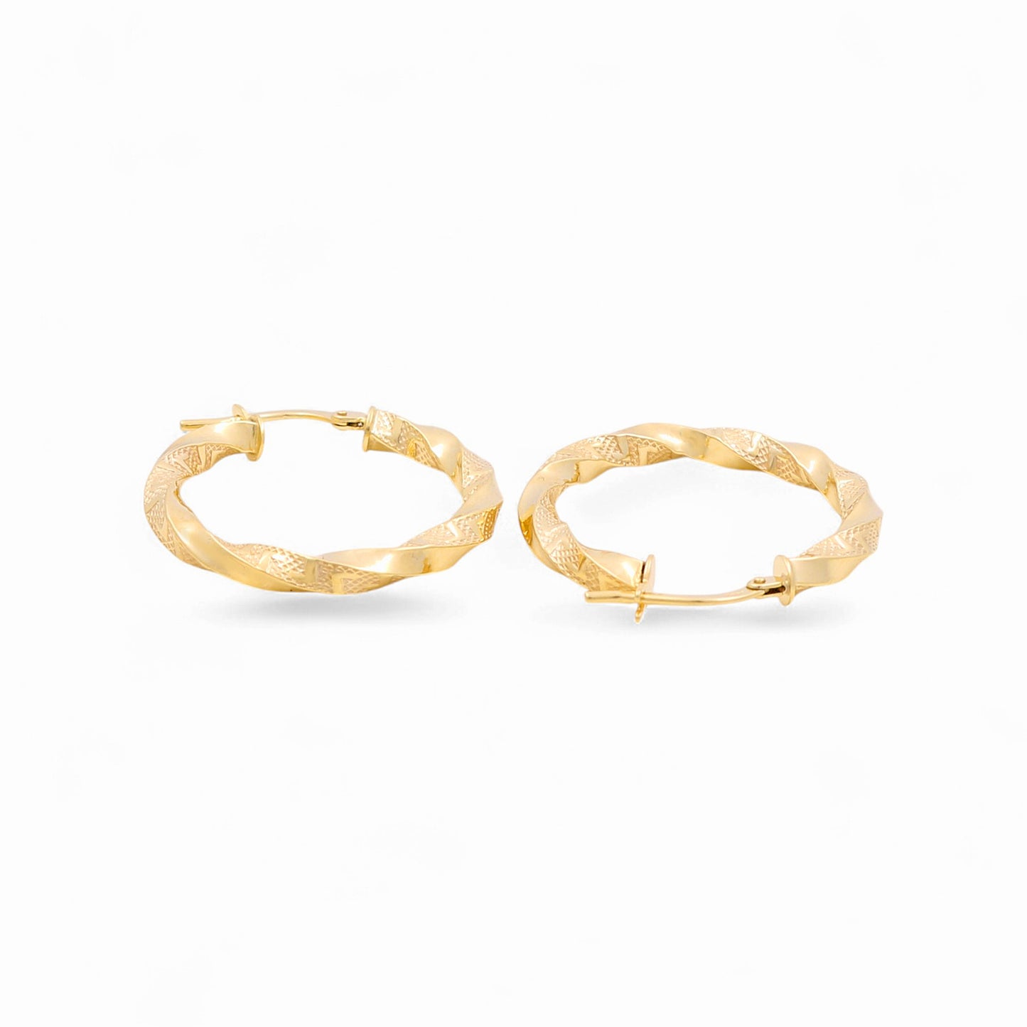 14K Yellow Gold Women's Twist Hoops Earrings with Greek / Size: 3mmx20mm / Weight: 2.1 GR / 240-00397