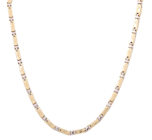 14K Yellow and White Gold Fashion Italian Link CT Chain / Size: 24” / Weight: 84.6 GR / 374.107-24