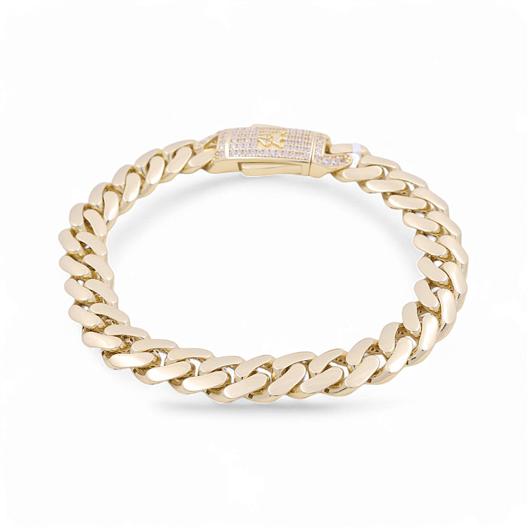 14K Yellow Gold Semisolid Monaco Bracelet / Stone: Cz / Size: 9mm 7.5" / Weight: 14.4gr / DOWB4MON9-7.5