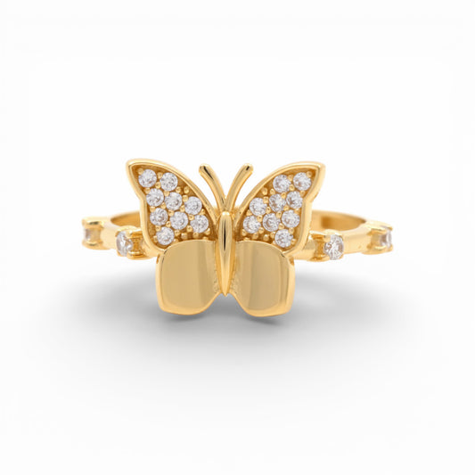 14K Yellow Gold Butterfly Women's Ring with Cz / Size: 8 / Weight: 1.7 GR / Y23-329