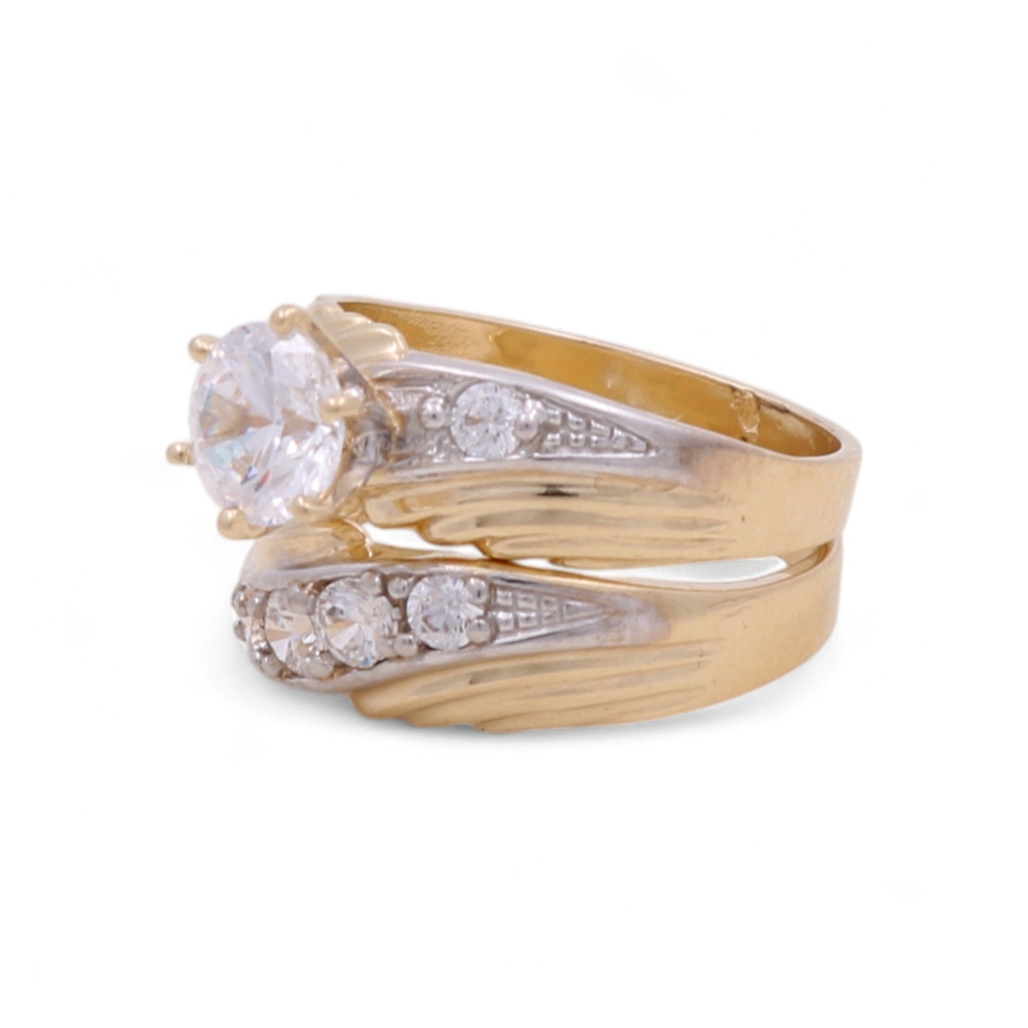 14K Yellow and White Gold Woman’s Bridal Set / Stone: Cz / Size: 7.5 / Weight: 8 GR / CCWRTT4BS-1