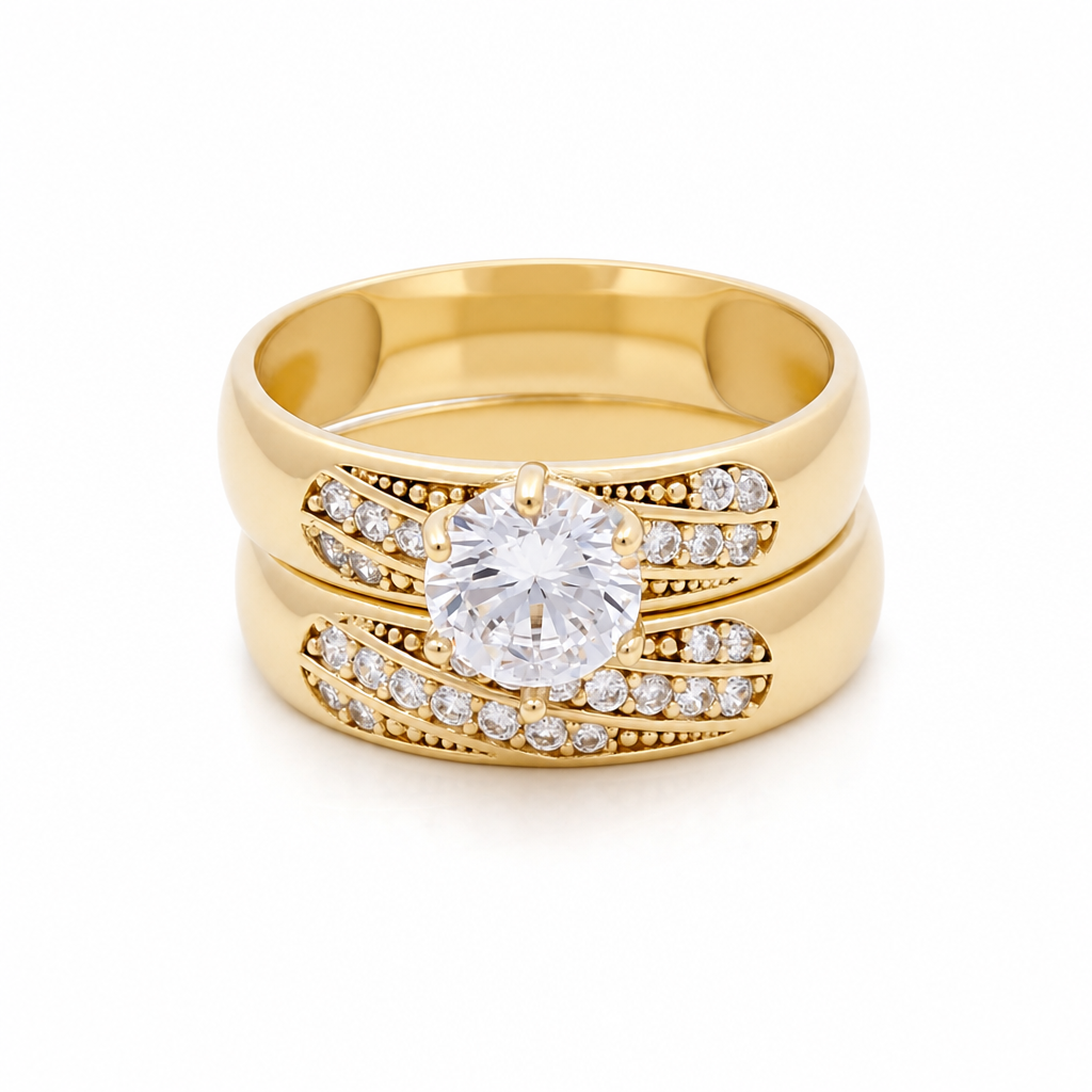 14K Yellow Gold Women’s Bridal Set / Stone: Cz / Size: 7.5 / Weight: 4.2 GR / IEEWR4BS-7