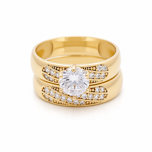 14K Yellow Gold Women’s Bridal Set / Stone: Cz / Size: 7.5 / Weight: 4.2 GR / IEEWR4BS-7