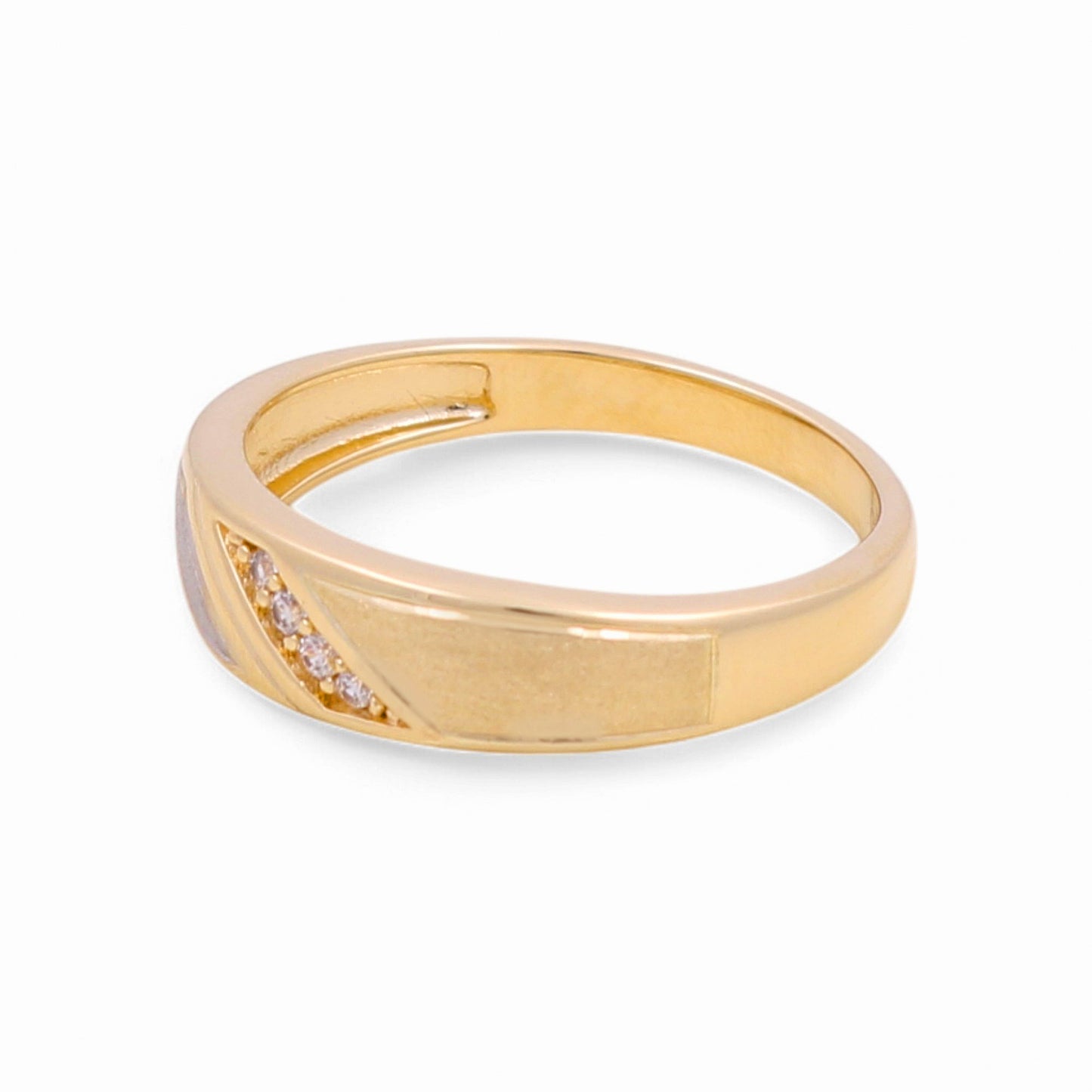14K Yellow and White Gold Men’s Wedding Band / Stone: Cz / Size: 10 / Weight: 3.7 GR / KEEMWBTT4BS-9