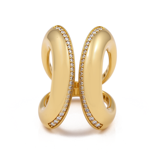 10K Yellow Gold Fashion Women's Ring with Cz / Size: 8.5 / Weight: 6.4 GR / Y24-1077