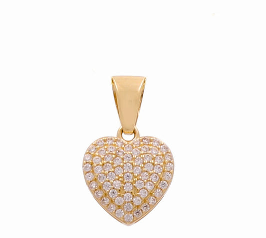 14K Yellow Gold Heart Pendant with White Cz / Weight: 1.5 GR / CPPD4HR