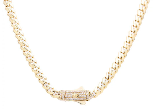 14K Yellow Gold Semisolid Monaco Chain / Size: 7mm 16" / Stone: Cz / Weight: 22 GR / DOCH4MON7-16