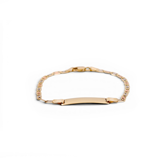 14K Yellow, White and Rose Gold Baby ID Bracelet / Size: 2.5mm 6 " / Weight: 2.6 GR / CEEBBTT4V2.5-6
