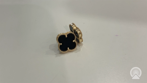 10K Yellow Gold Black Clover Stud Earrings / Size: 12MM / Weight: 2.2 GR / DQES0CLV-2