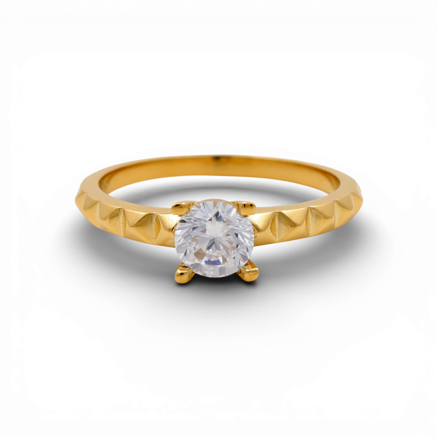 10K Yellow Gold Women's Engagement Ring / Stone: Cz / Size: 8.5 / Weight: 1.6 GR / CQWR0ER-2