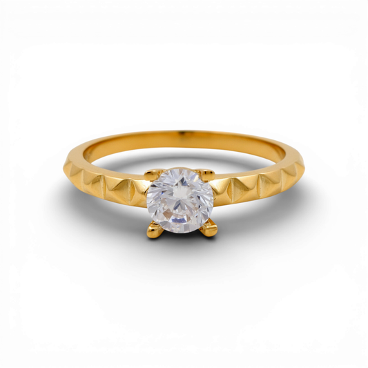 10K Yellow Gold Women's Engagement Ring / Stone: Cz / Size: 8.5 / Weight: 1.6 GR / CQWR0ER-2