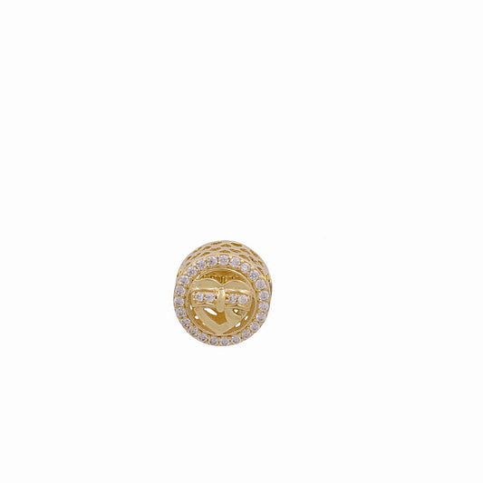 14K Yellow Gold Heart with Ribbon Bracelet Charm / Weight: 1.6 GR / Stone: Cz / P24CH-124