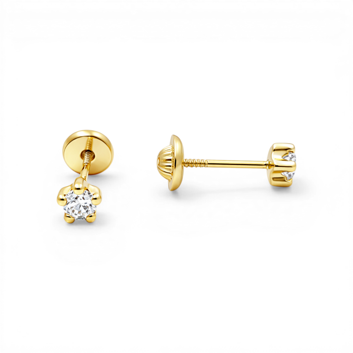 14k Yellow Gold Fashion Stud Earrings With Cz / 6-A73201PS3