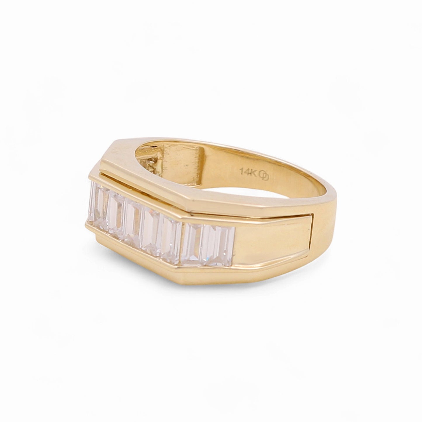 14K Yellow Gold Fashion Men's Ring with CZ / Size: 10 / Weight: 7.6 GR / KEEMR4FS-14