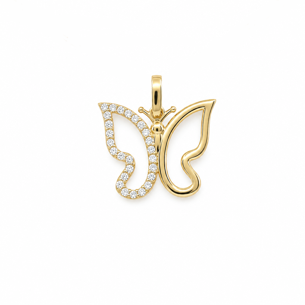 14K Yellow Gold Butterfly Pendant with Cz Stone / Weight: 1 GR / P53P-4096