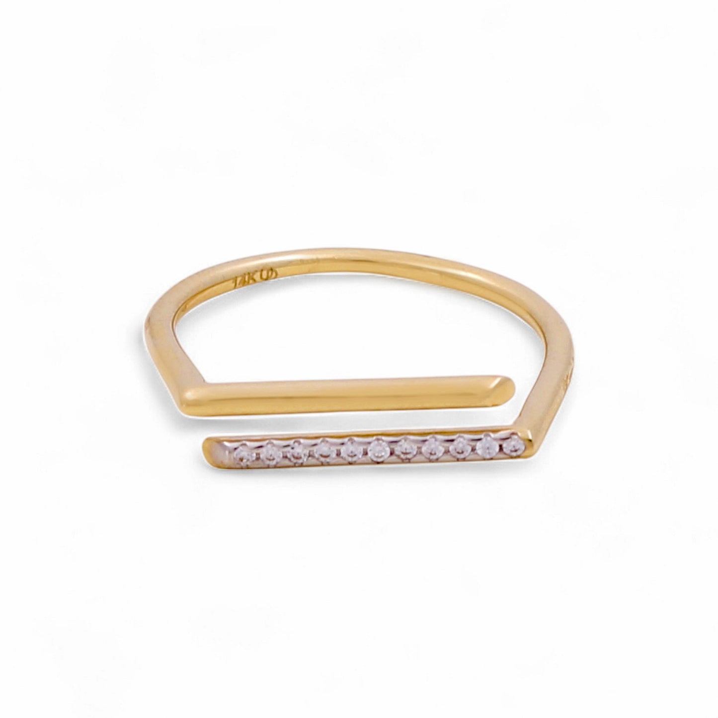 14K Yellow Gold Fashion Women's Ring with Cz / Size: 7.5 / Weight: 1.7 GR / KEEWR4FS-1