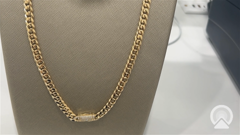 14K Yellow Gold Hollow Cuban Link Chain / CZ / Size: 7mm 24” / Weight: 23.1GR / COCH4CL24