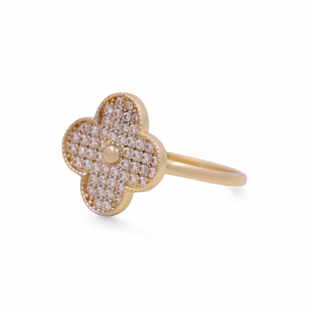 14K Yellow Gold Women’s Flower Ring / CZ / Weight: 2.1 GR / Size: 5.5 / COWR4FL-10