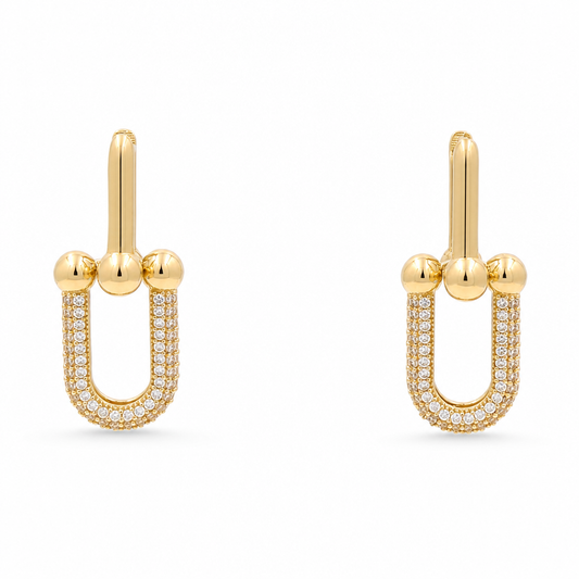 10K Yellow Gold Fashion TT Hoops Earring / Weight: 5.4GR / DQEH0TT