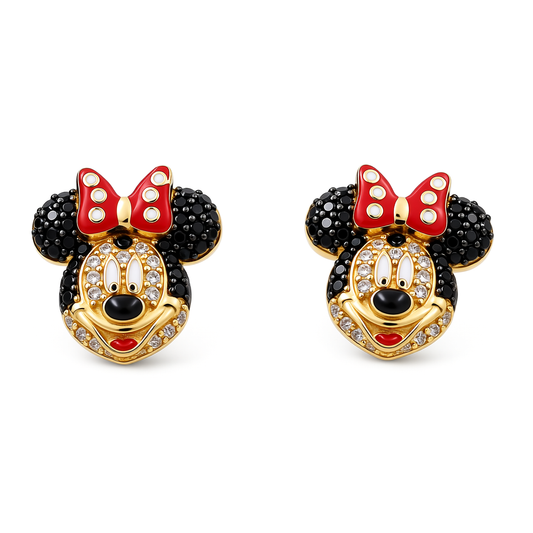 10K Yellow Gold Minnie's Stud Earrings with Cz / Weight: 2.7 GR / P26C-3