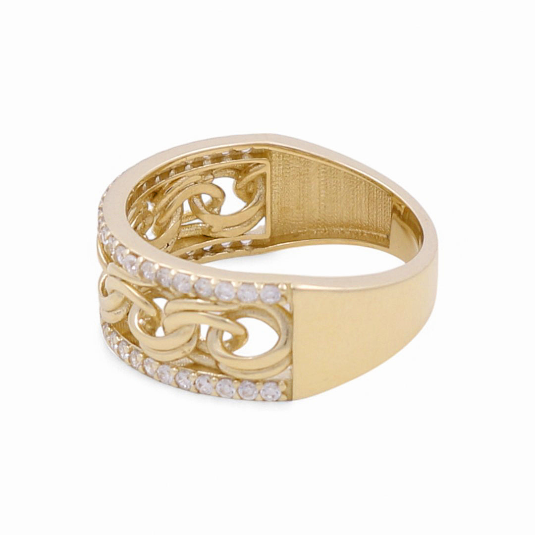 10K Yellow Gold Fashion Women's Ring with Cz / Size: 7.5 / Weight: 3.5 GR / DPWR0FS-15