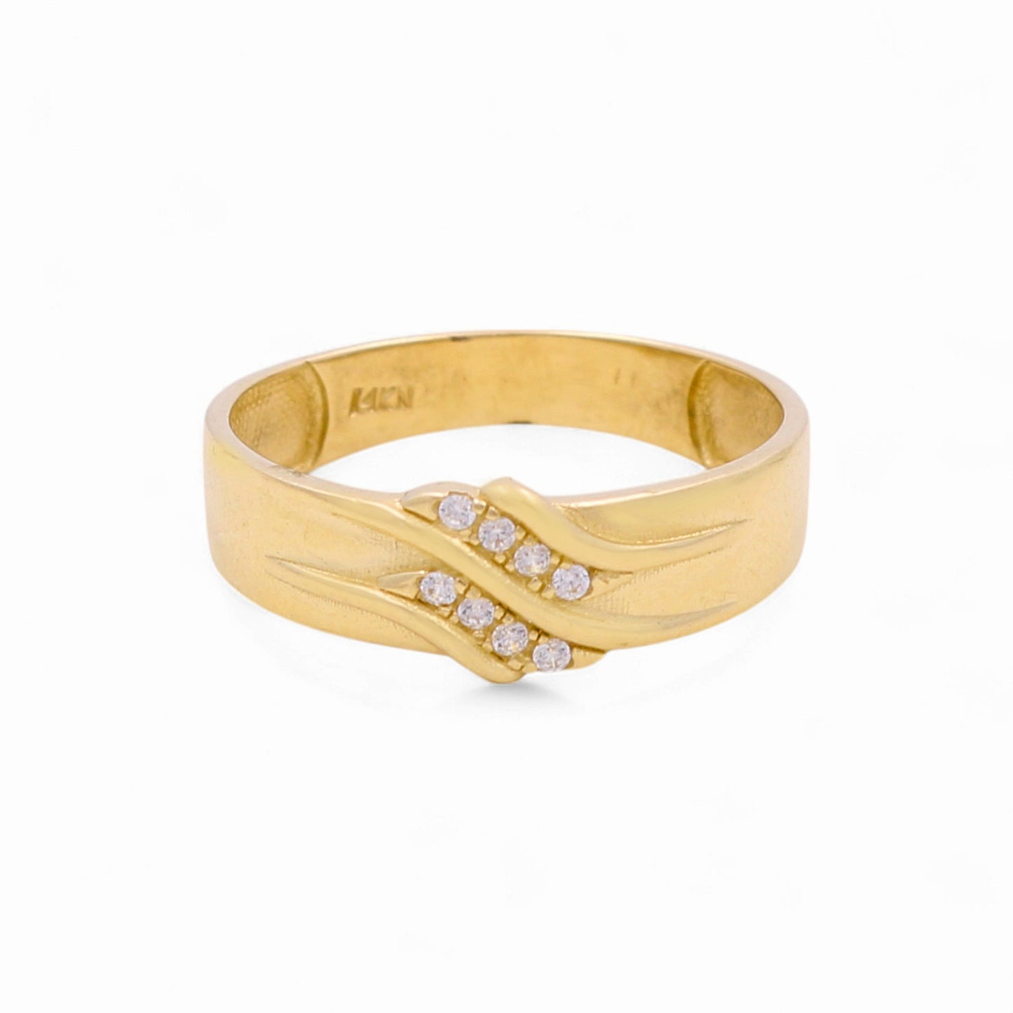14K Yellow Gold Men’s Wedding Band / Stone: Cz / Size: 10.5 / Weight: 2.6 GR / CEEMWB4BS-17