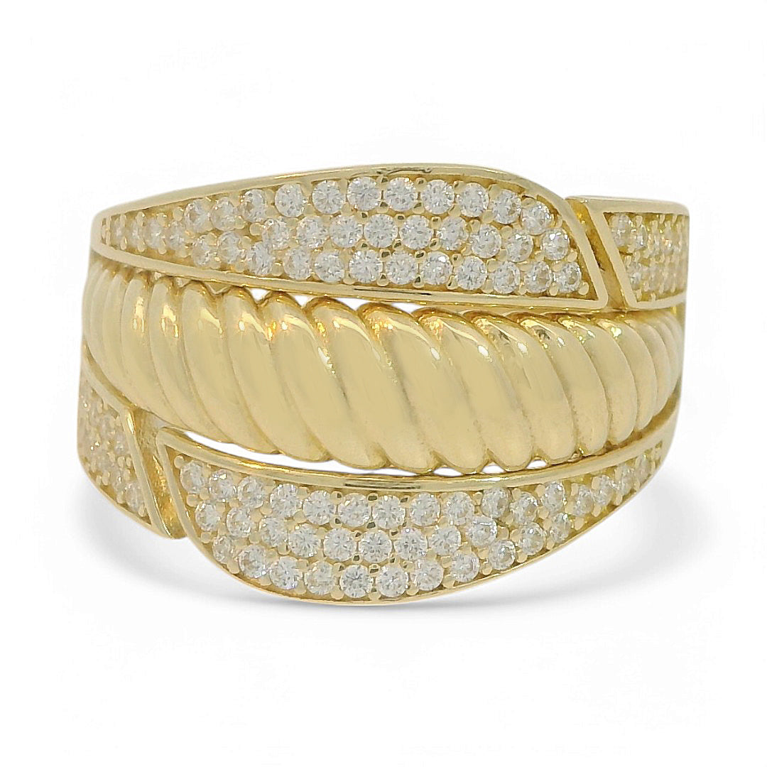14K Yellow Gold Women’s Fashion Ring / Stone: Cz / Size 8 / Weight: 4.2 GR / COWR4FS-132