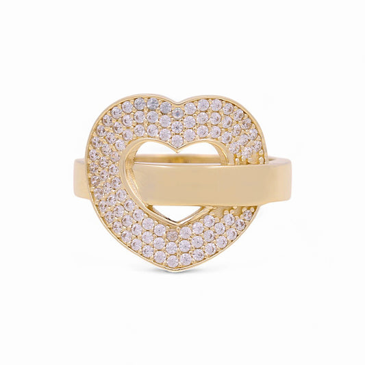 10K Yellow Gold Women's Fashion Heart Ring with Cz / Size: 7 / Weight: 2.7 GR / Y24-745
