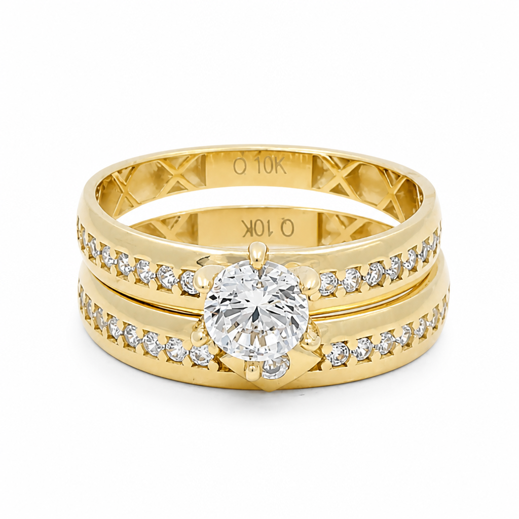 10K Yellow Gold Women’s Bridal Set / Stone: Cz / Size: 8 & 8.5 / Weight: 3.3 GR / CQWR0BS-11