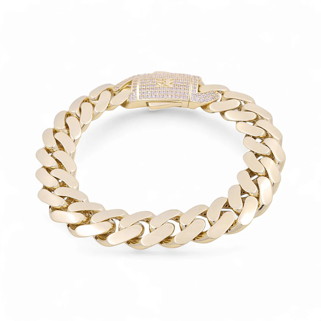 10K Yellow Gold Monaco Men's Bracelet / Stone: Cz / Size: 13mm 8.5" / Weight: 19.1GR / COMB0MON13-8.5