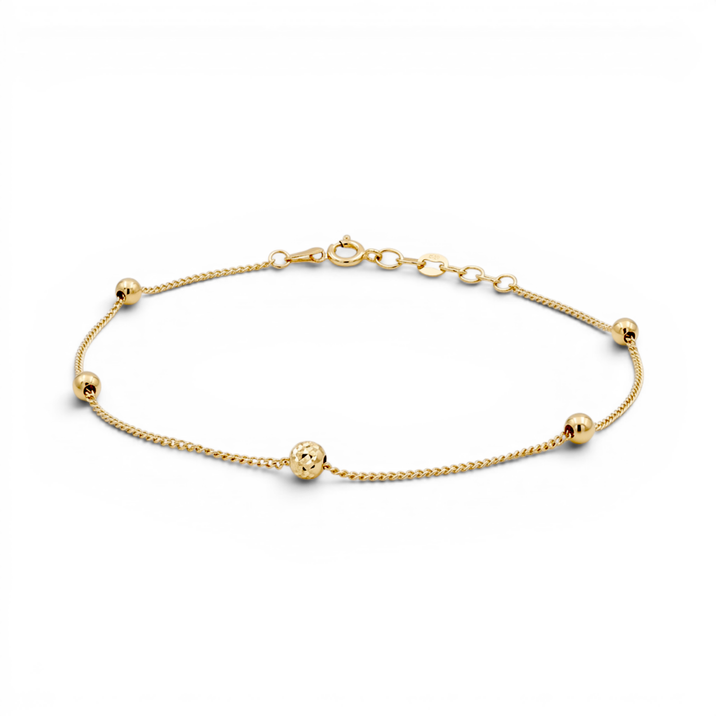 10K Yellow Gold Fashion Link Bracelet with Diamond Cut Balls / Size: 7” / Weight: 1 GR / DQWB0BLL-2