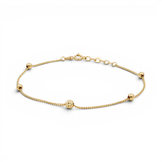 10K Yellow Gold Fashion Link Bracelet with Diamond Cut Balls / Size: 7” / Weight: 1 GR / DQWB0BLL-2