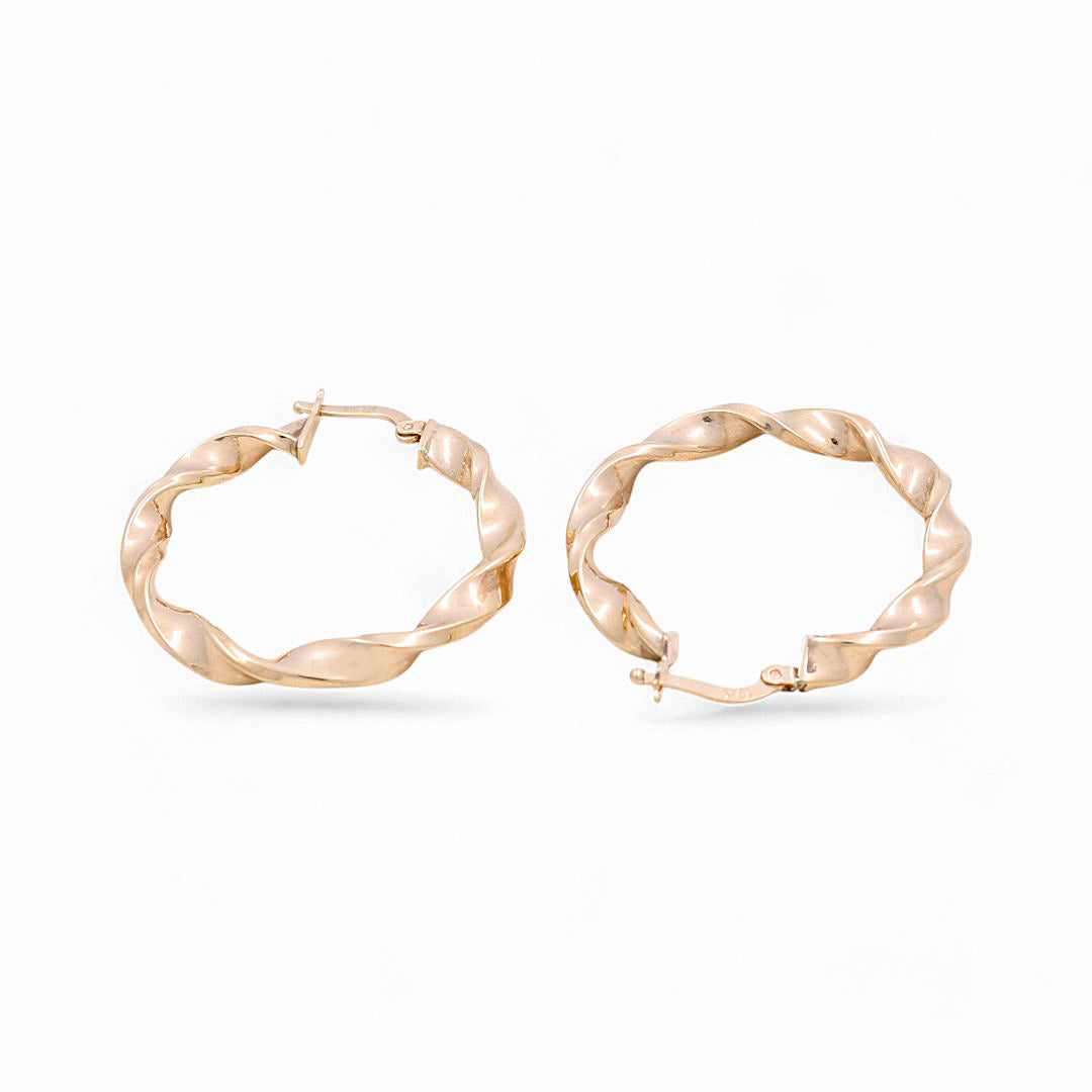 10K Yellow Gold Twist Hoops Earrings / Size: 4mm X 29mm / Weight: 3.4 GR / KOEH0TR4x29