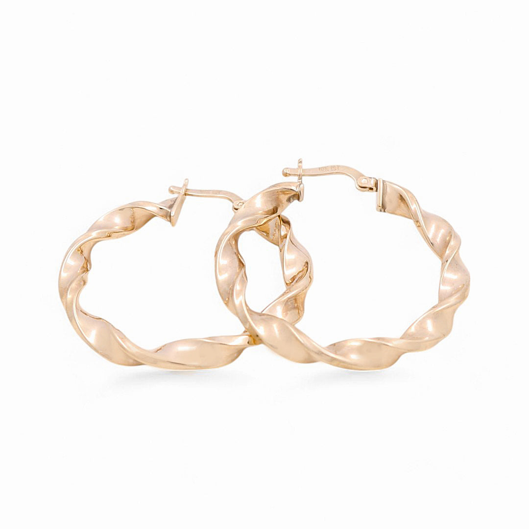 10K Yellow Gold Twist Hoops Earrings / Size: 4mm X 29mm / Weight: 3.4 GR / KOEH0TR4x29