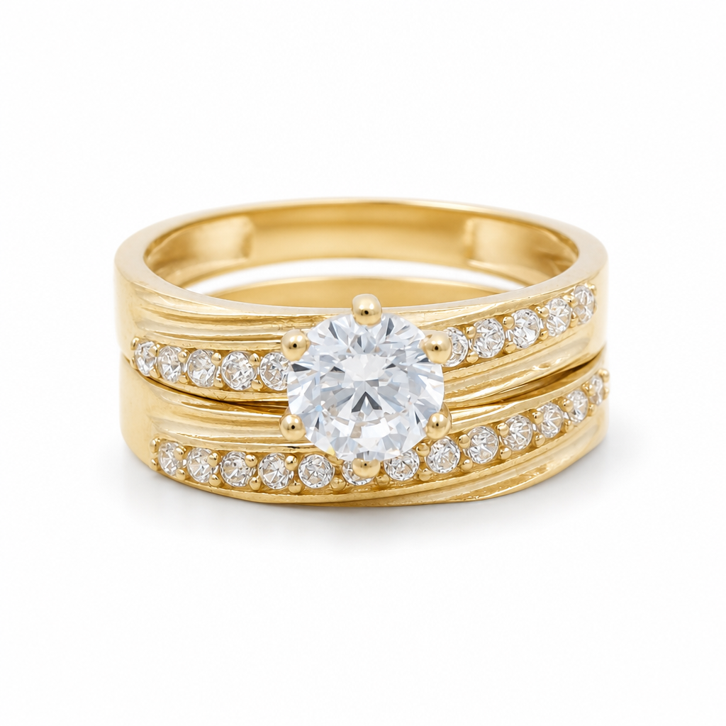 14K Yellow Gold Women’s Bridal Set / Stone: Cz / Size: 7.5 / Weight: 4.3 GR / KEEWR4BS-36