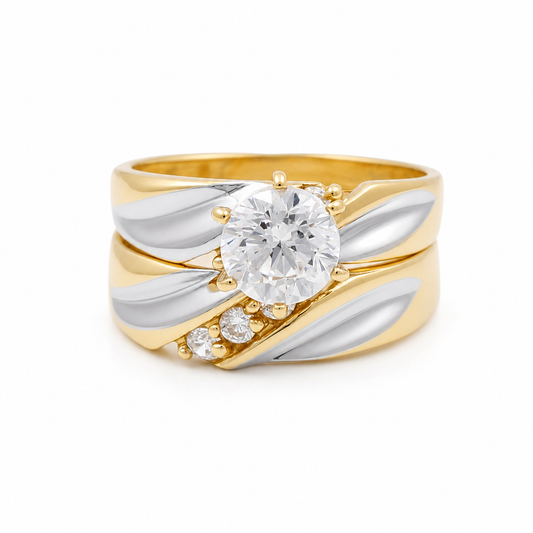 14K Yellow and White Gold Women’s Bridal Set / Stone: Cz / Size: 7.5 / Weight: 5.5 GR / CCWRTT4BS-2