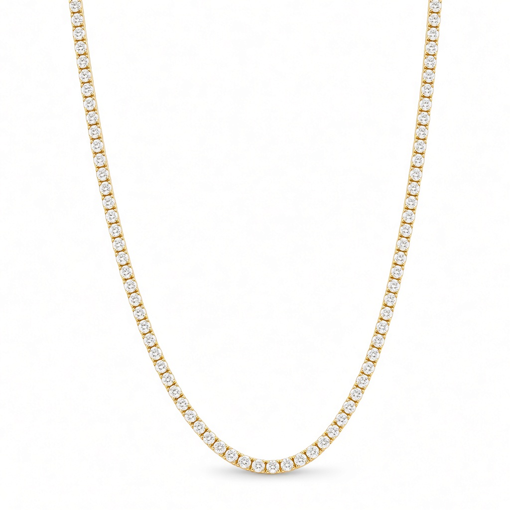 14K Yellow Gold Fashion Women's Tennis Necklace with Cz / Size: 18" / Weight: 6.5 GR / CONK4TN