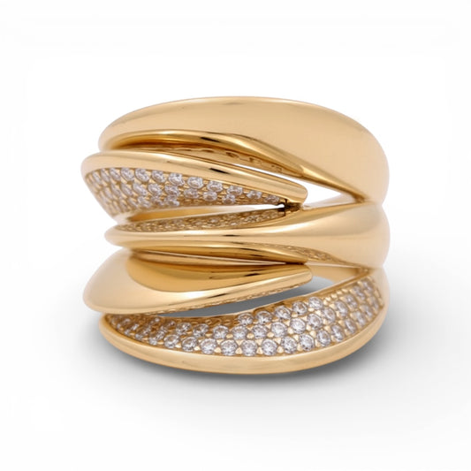 14K Yellow Gold Fashion Women's Ring with Cz / Size: 7 / Weight: 5.8 GR / Y25-299