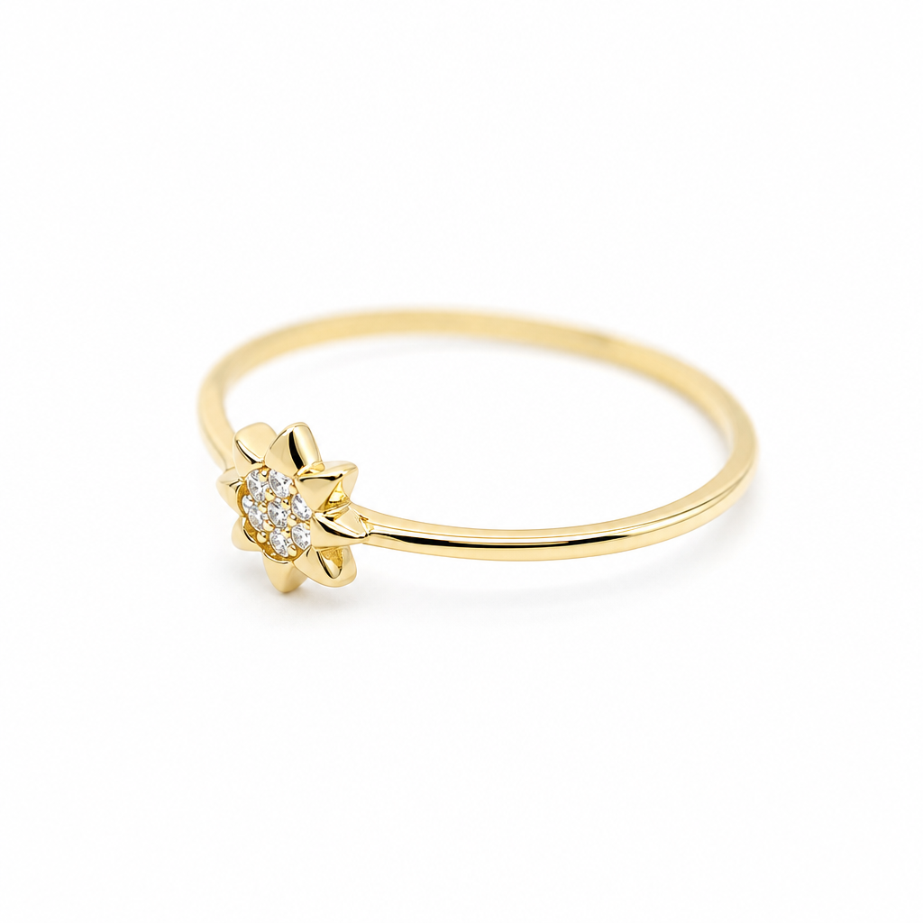 10K Yellow Gold Sun Women's Ring / Size: 8 / Weight: 0.8 GR / DQWR0SN