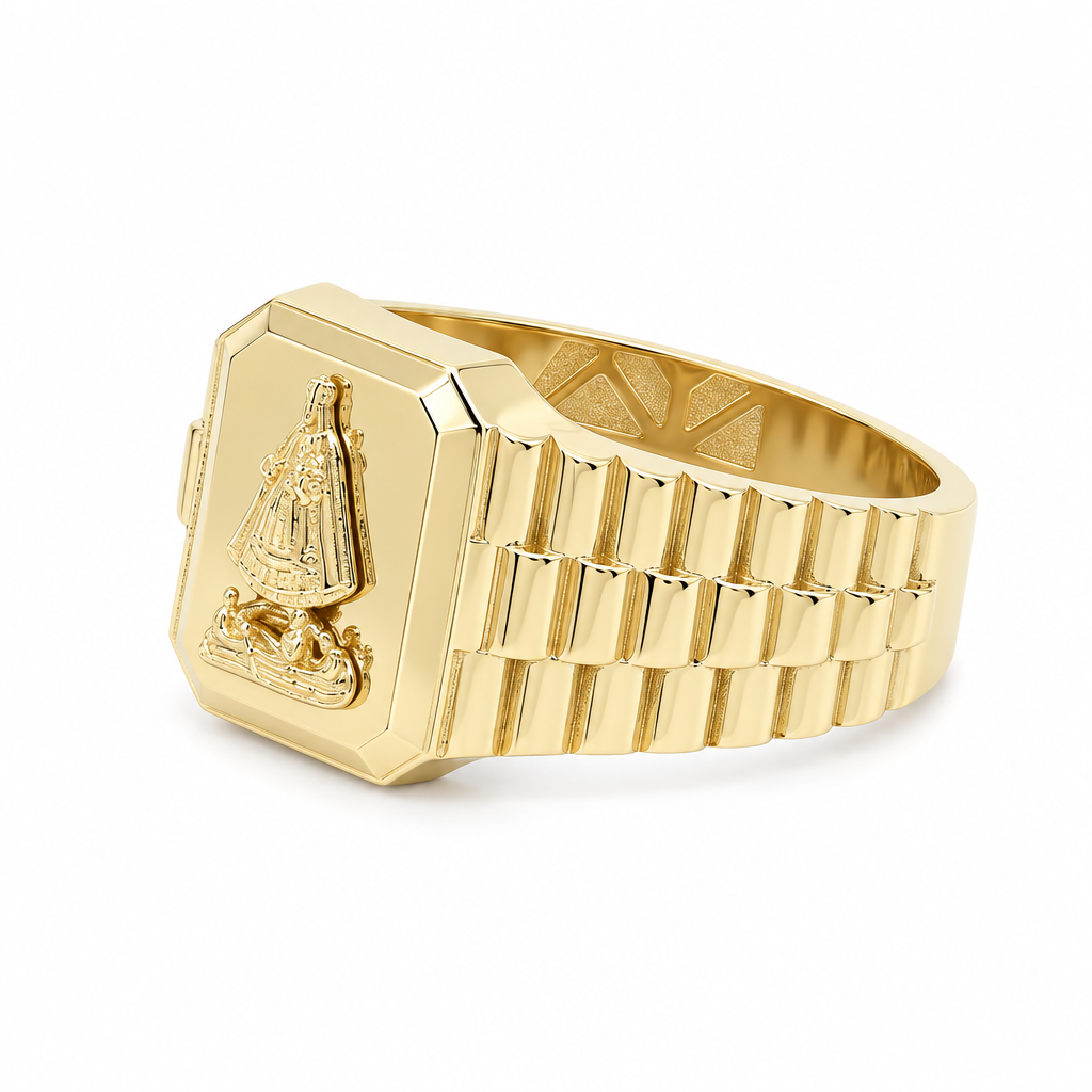 14K Yellow Gold Virgen de la Caridad Men's Ring / Size: 11 / Weight: 4.1 GR / DQMR4VC